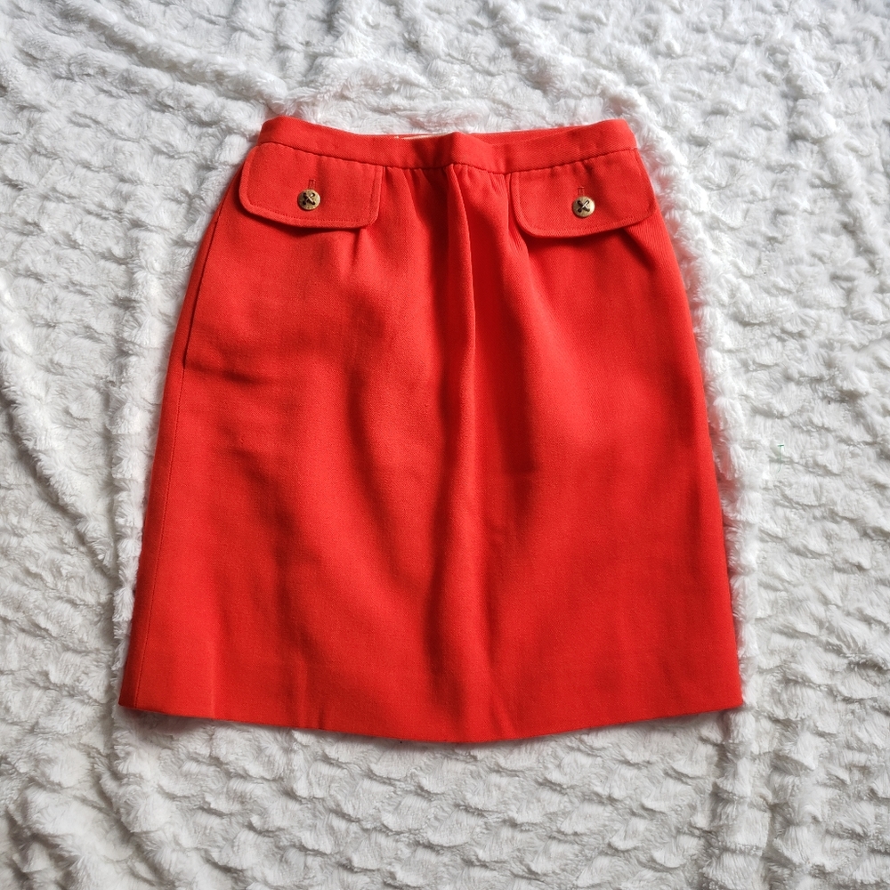 Vintage Dalton 100% Virgin Wool Red Orange Skirt